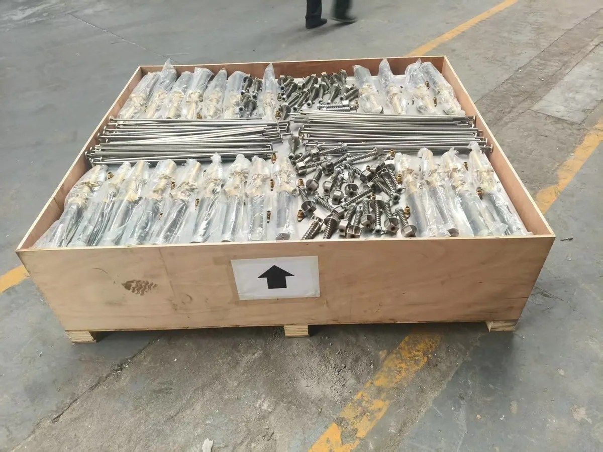 Mold parts packed in a wooden export crate