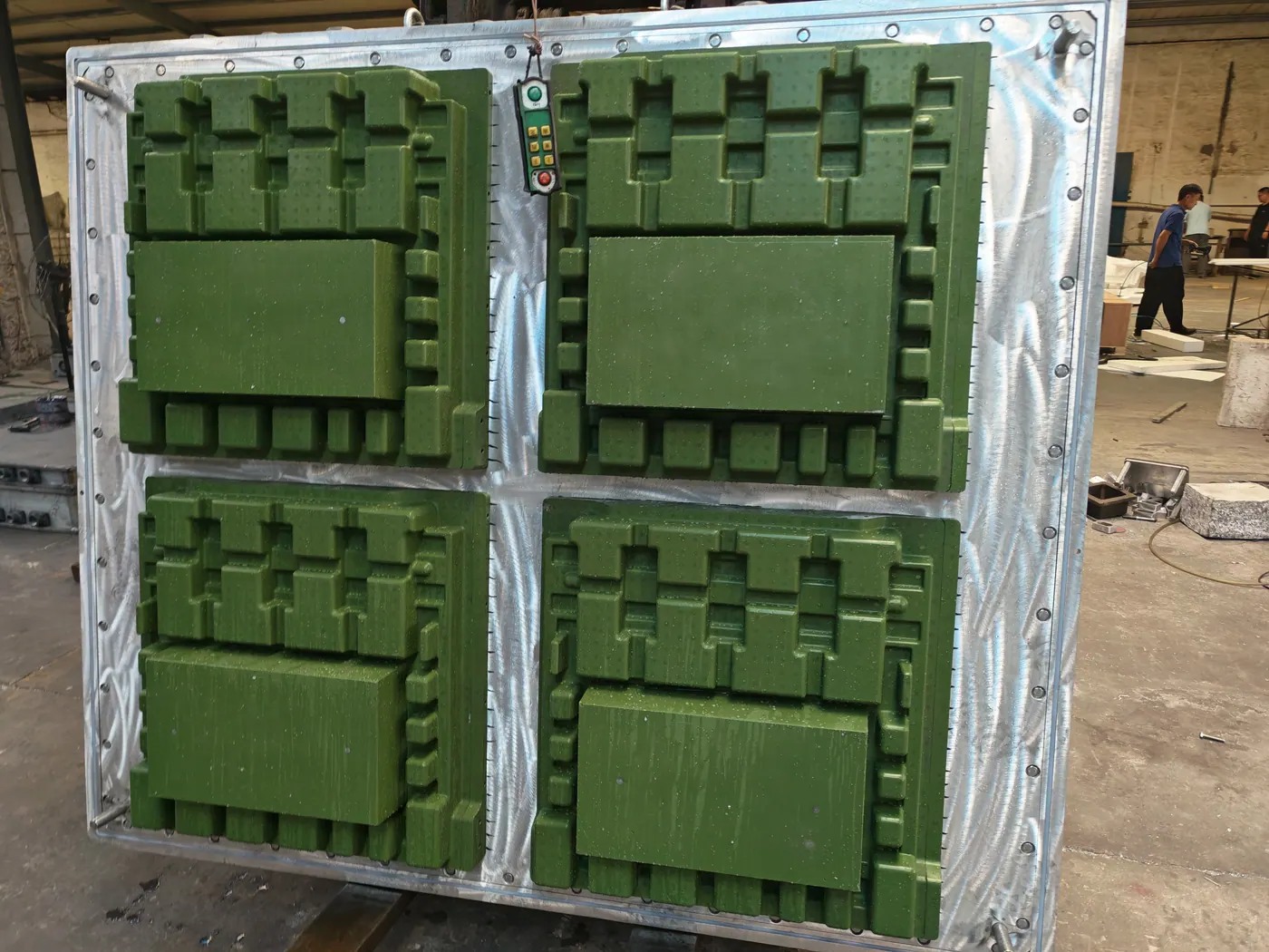 Four-cavity EPS mold with green release coating