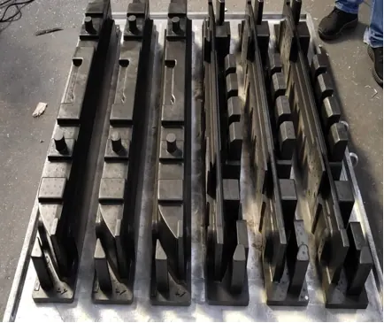 Elongated cavity sections for a television packaging mold
